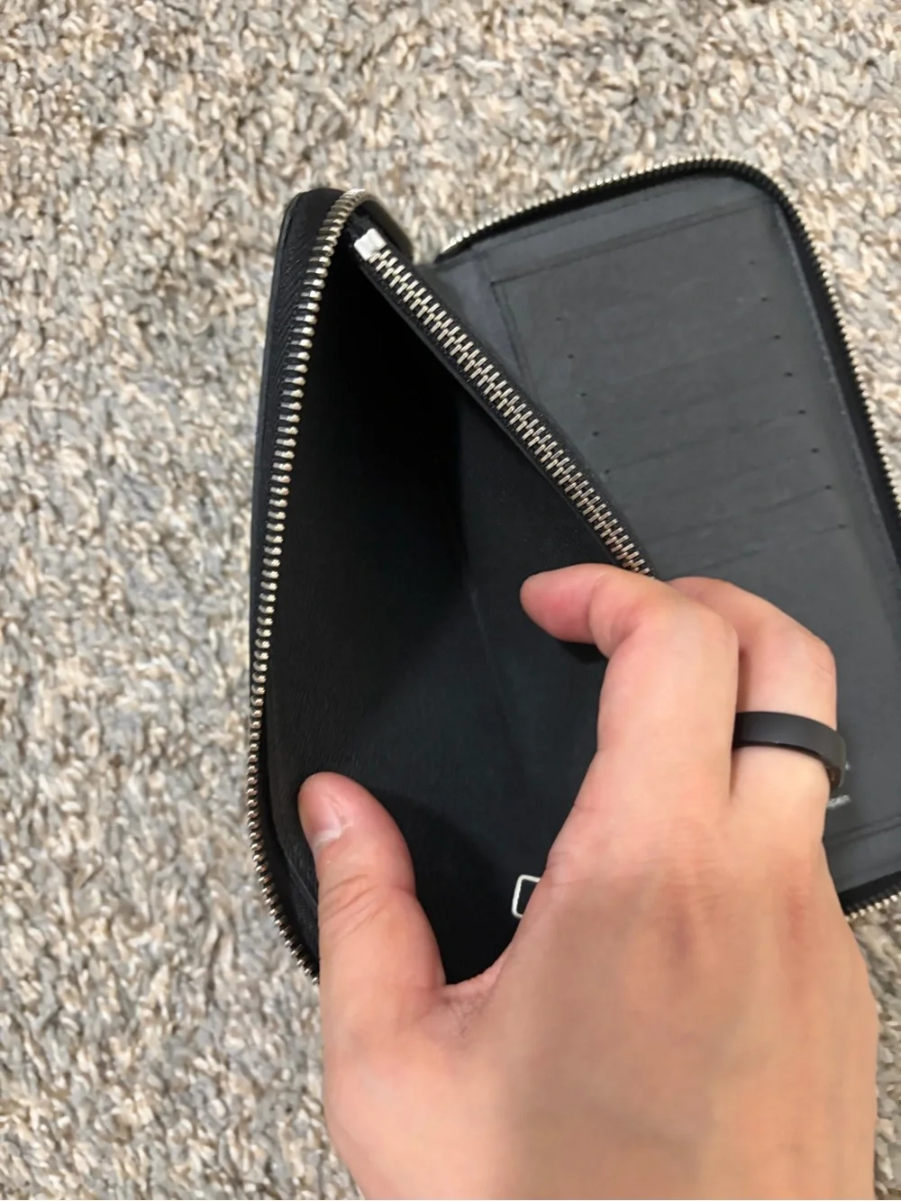 Louis Vuitton Black Zip Around Long Wallet